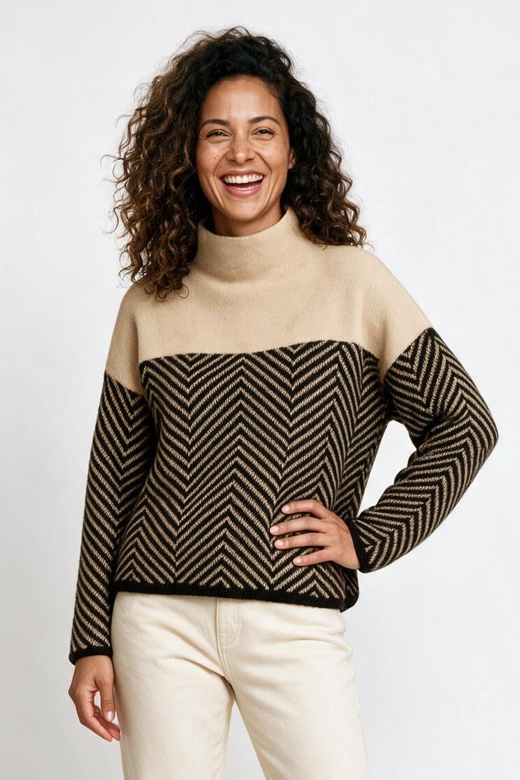 SOLTERI The Eireann Chevron Turtleneck Sweater