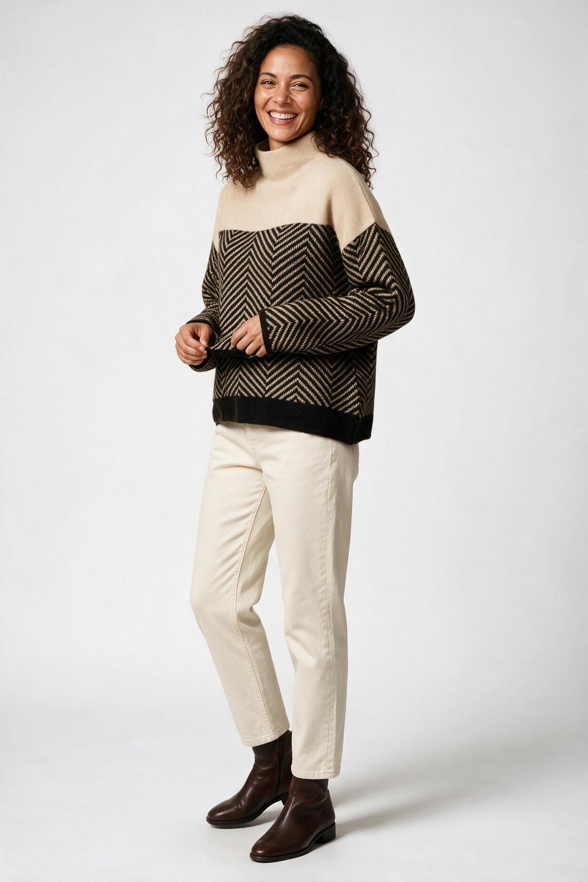SOLTERI The Eireann Chevron Turtleneck Sweater