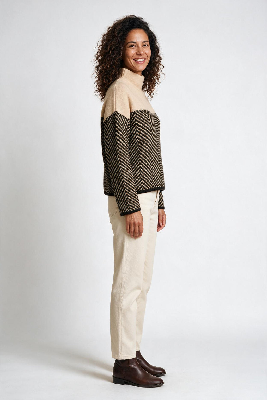 SOLTERI The Eireann Chevron Turtleneck Sweater