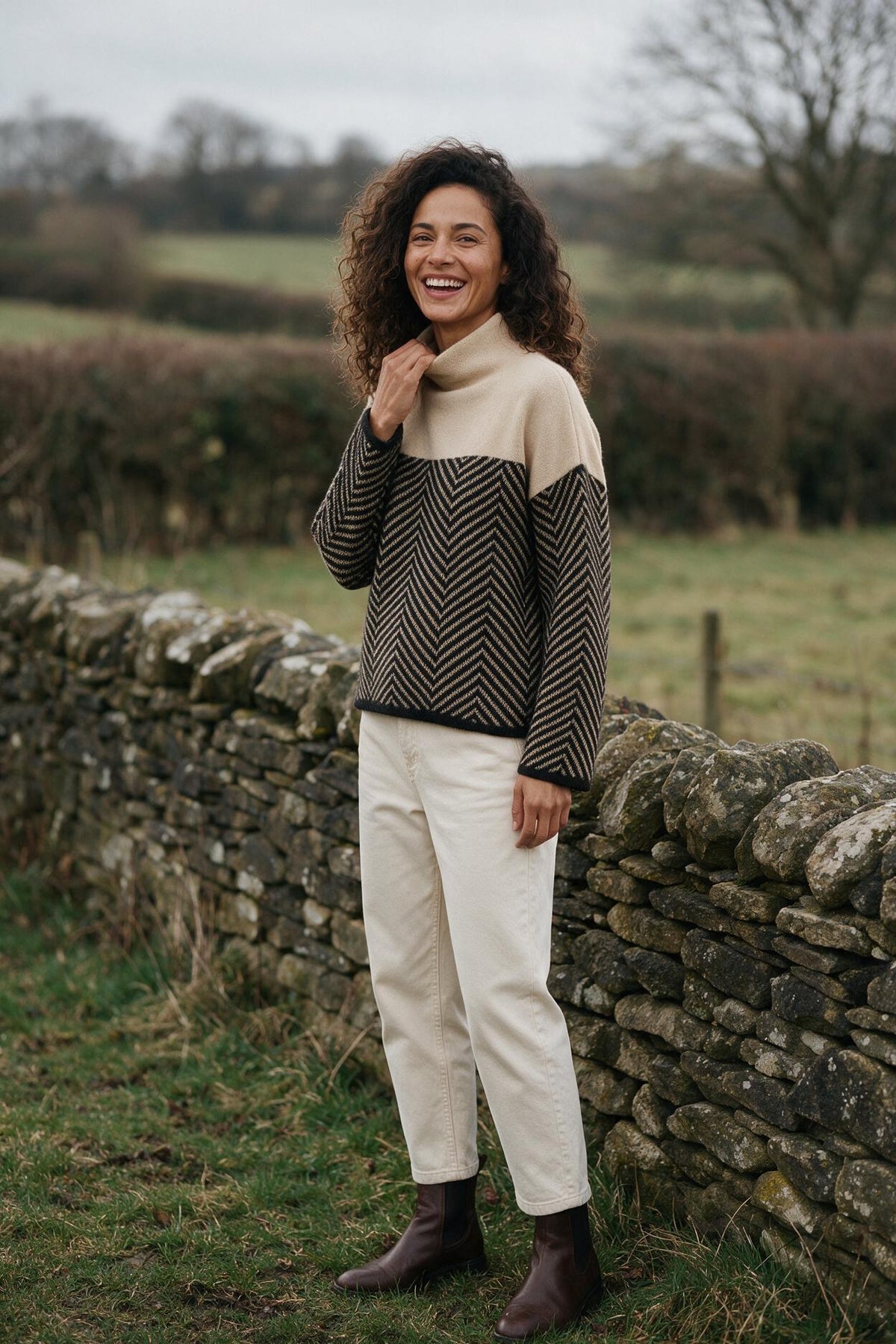 SOLTERI The Eireann Chevron Turtleneck Sweater