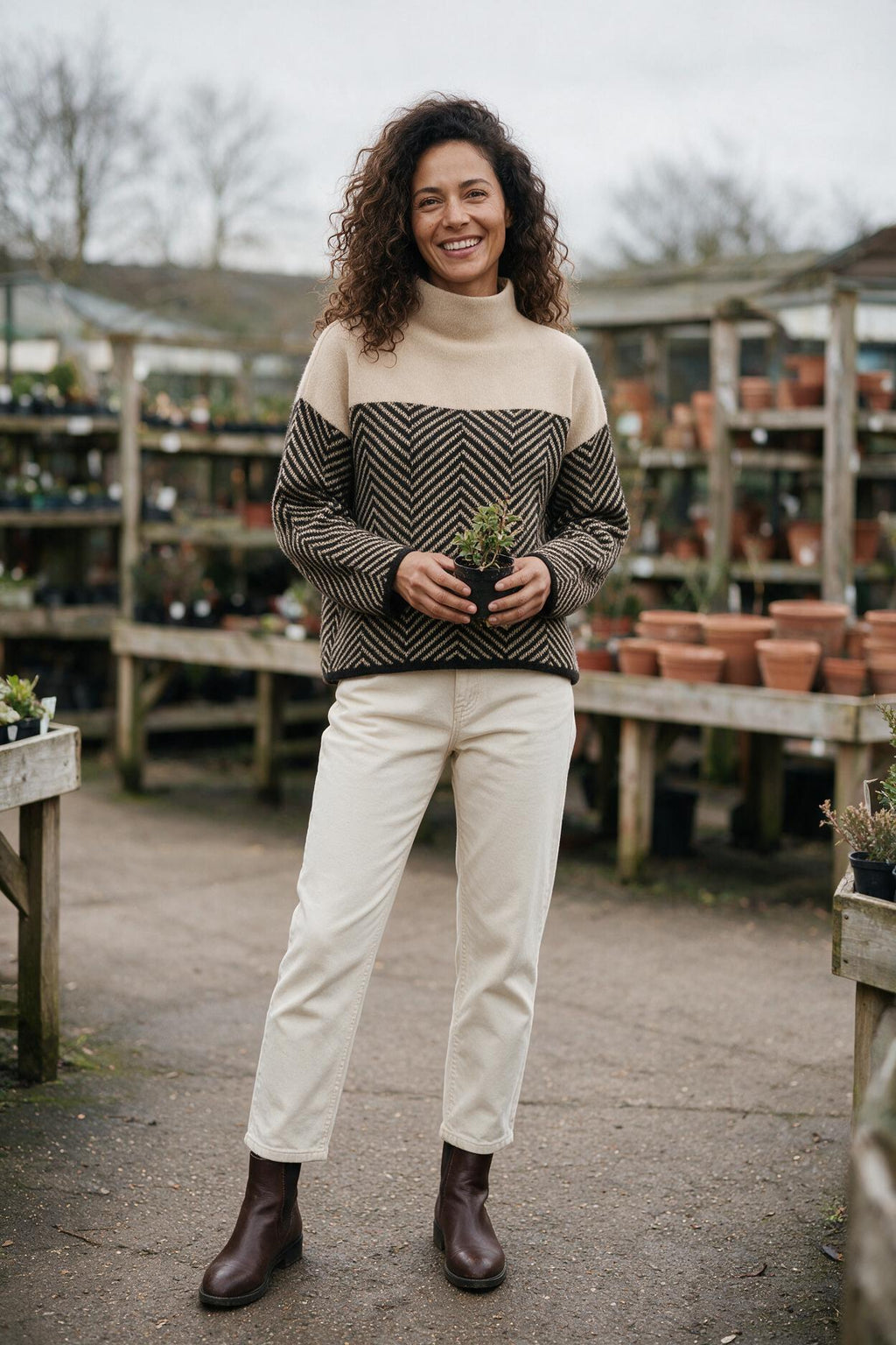SOLTERI The Eireann Chevron Turtleneck Sweater