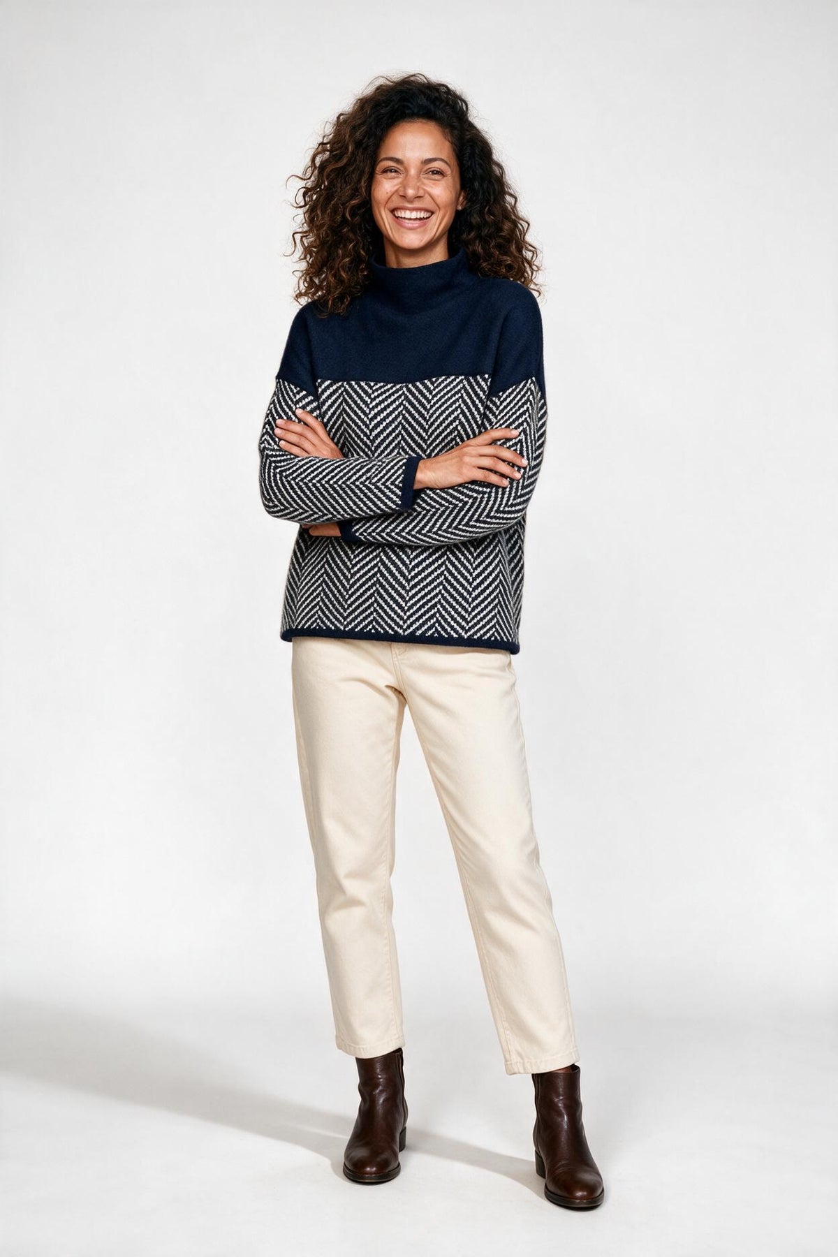SOLTERI The Eireann Chevron Turtleneck Sweater