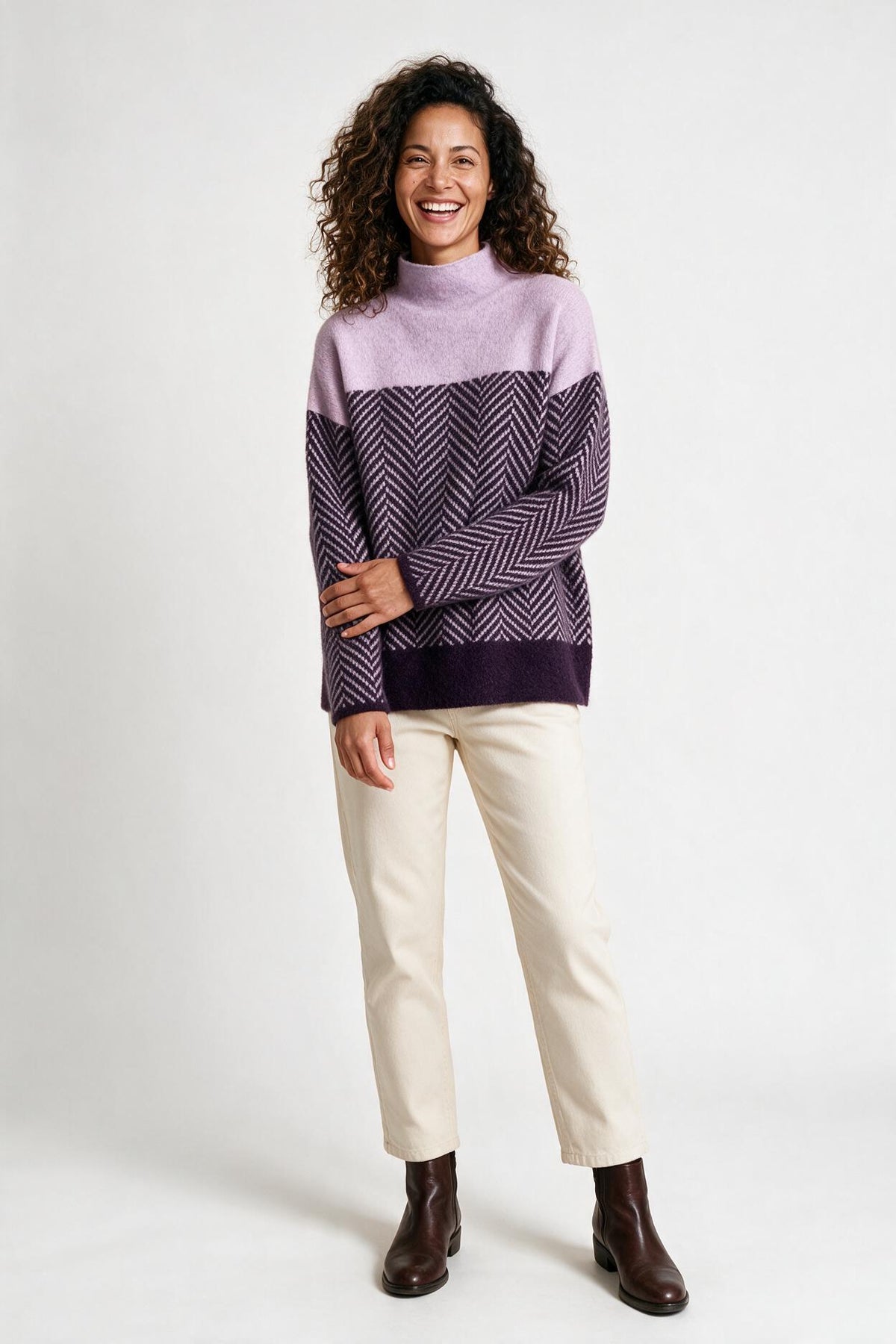 SOLTERI The Eireann Chevron Turtleneck Sweater
