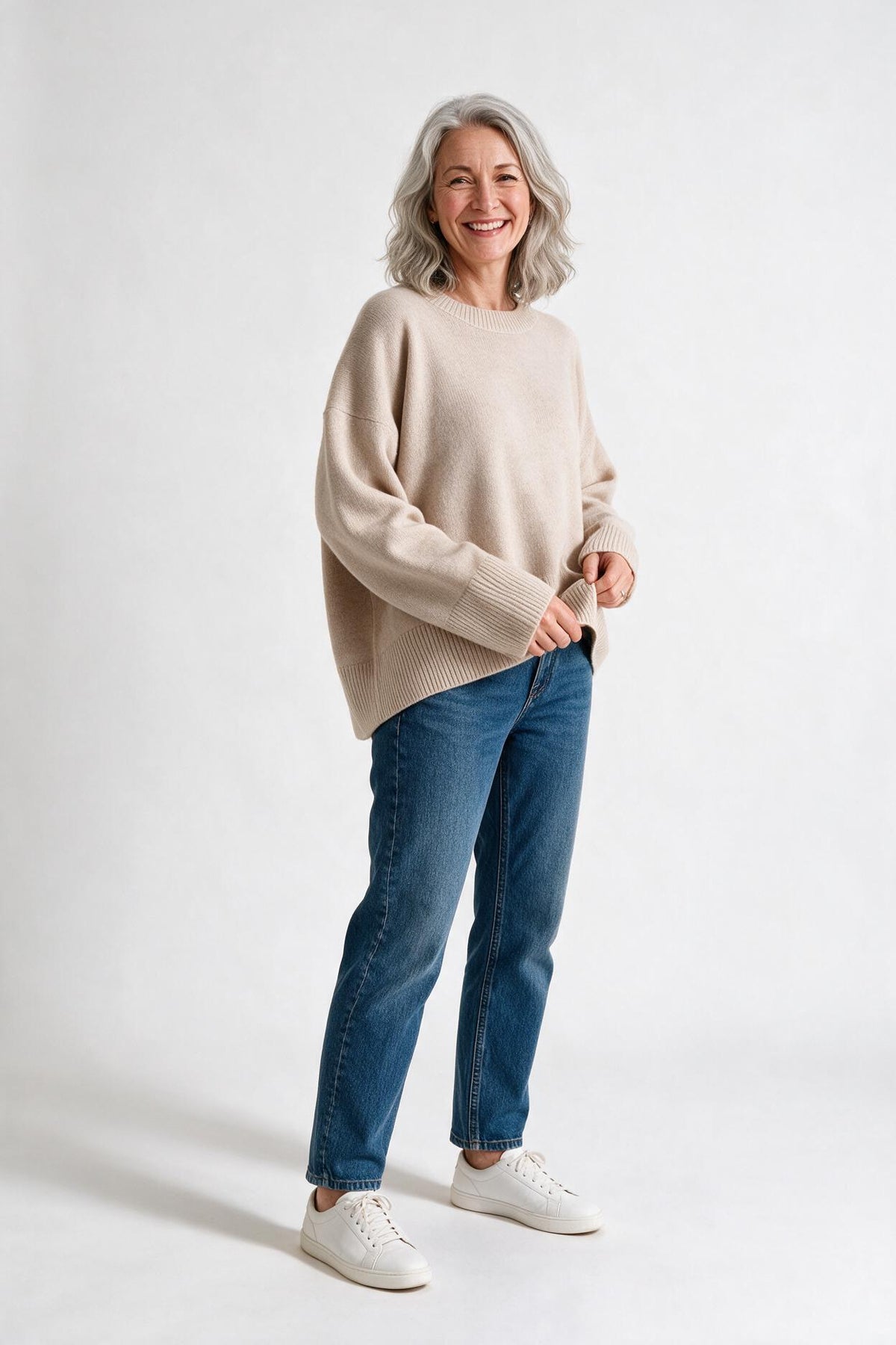SOLTERI Oversized Crewneck Knit Sweater