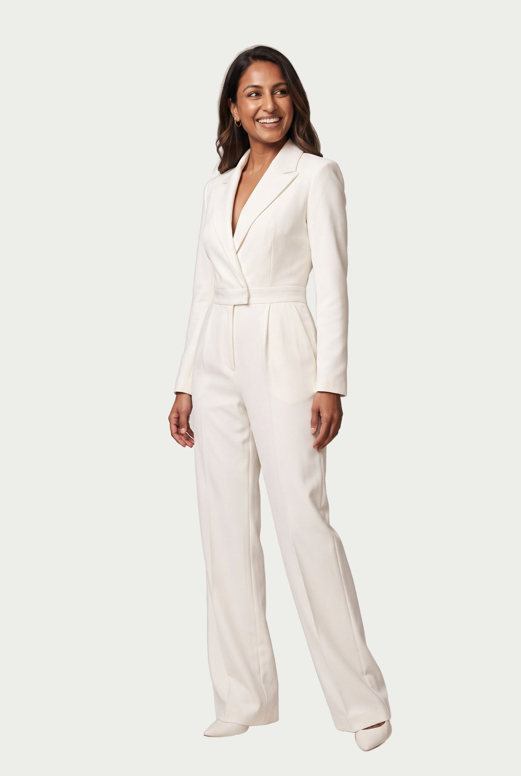 SOLTERI Marion - Tailored Wrap-Front Wide-Leg Jumpsuit