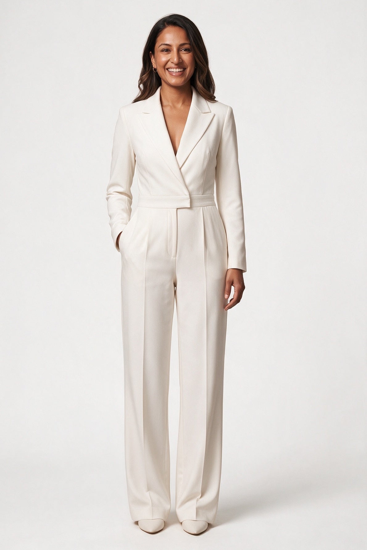 SOLTERI Marion - Tailored Wrap-Front Wide-Leg Jumpsuit