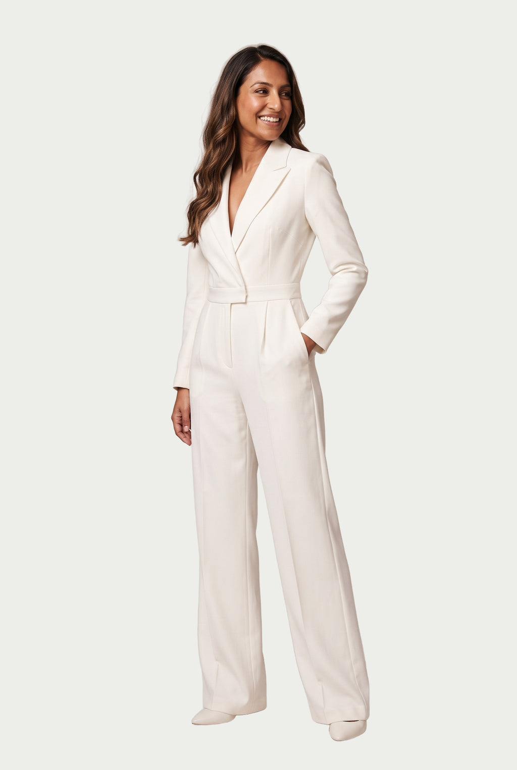 SOLTERI Marion - Tailored Wrap-Front Wide-Leg Jumpsuit