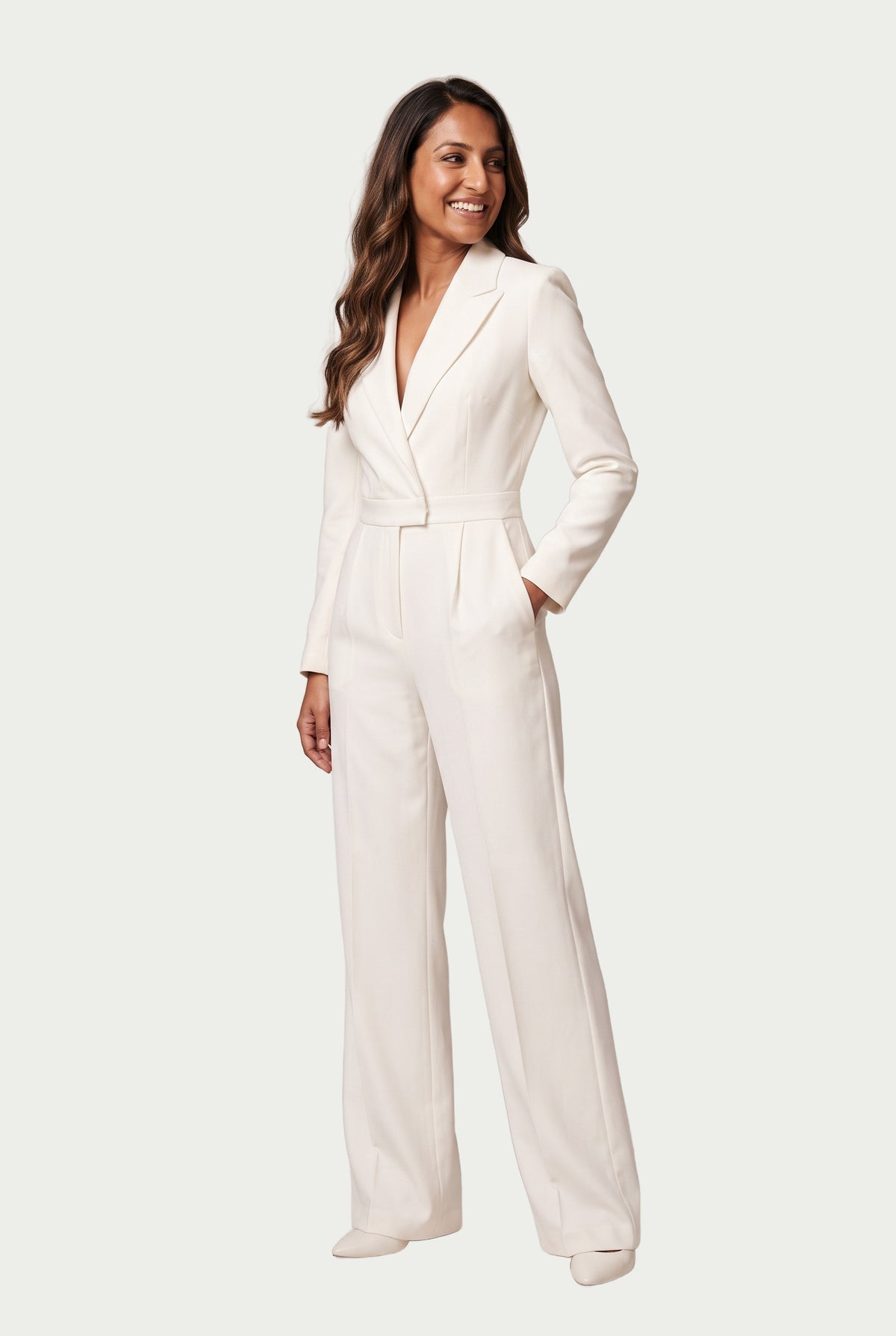 SOLTERI Marion - Tailored Wrap-Front Wide-Leg Jumpsuit