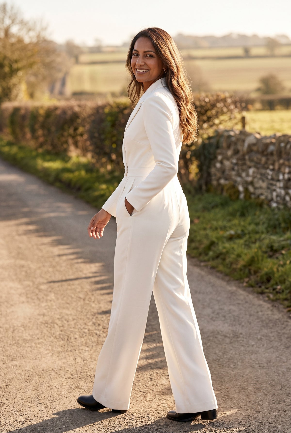 SOLTERI Marion - Tailored Wrap-Front Wide-Leg Jumpsuit