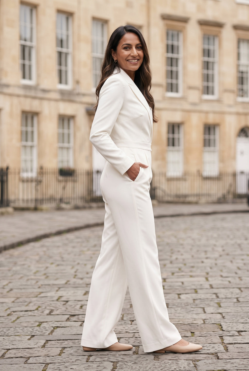 SOLTERI Marion - Tailored Wrap-Front Wide-Leg Jumpsuit