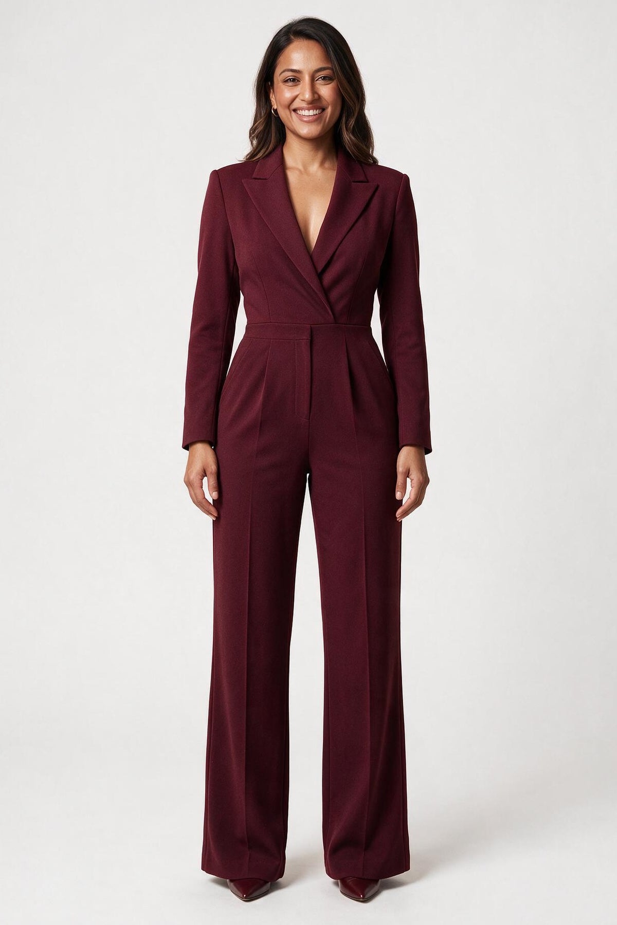 SOLTERI Marion - Tailored Wrap-Front Wide-Leg Jumpsuit